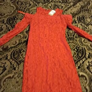 Love J Red Lace Womens Formal Dress